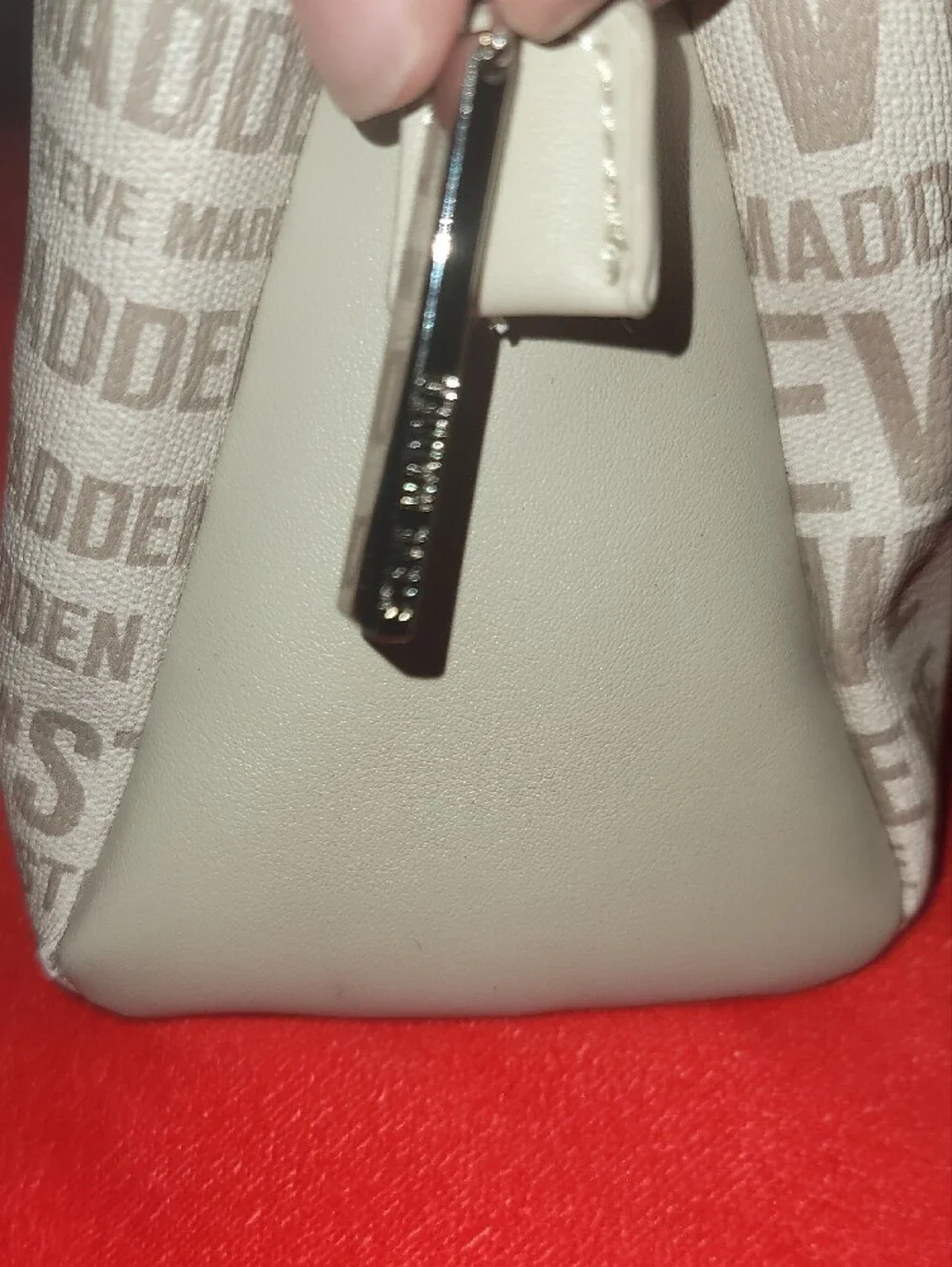 Steve Madden Beige Logo Shoulder Bag with SM Accent